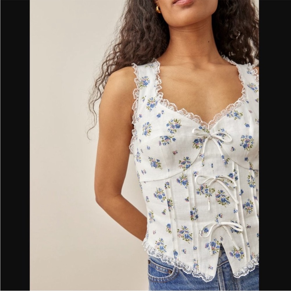 Reformation Brenda Linen Top